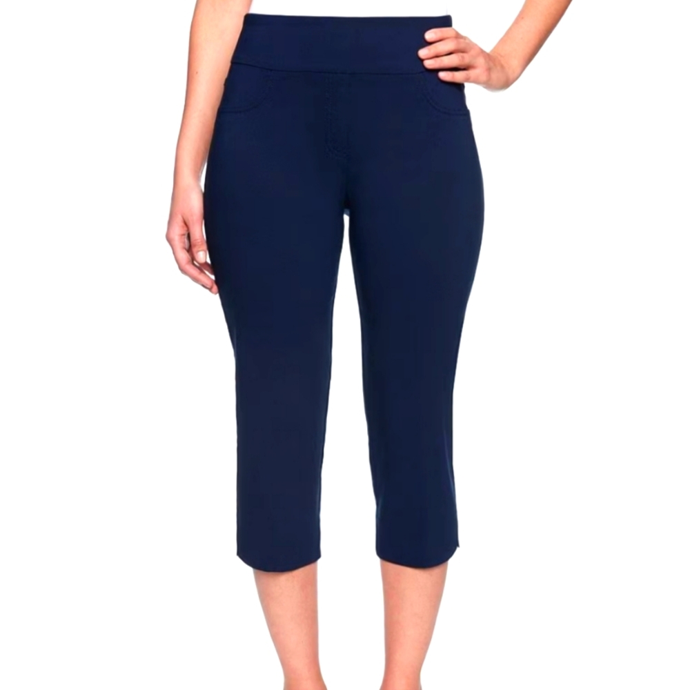Ruby Rd Navy Pull On Capris Sz 14